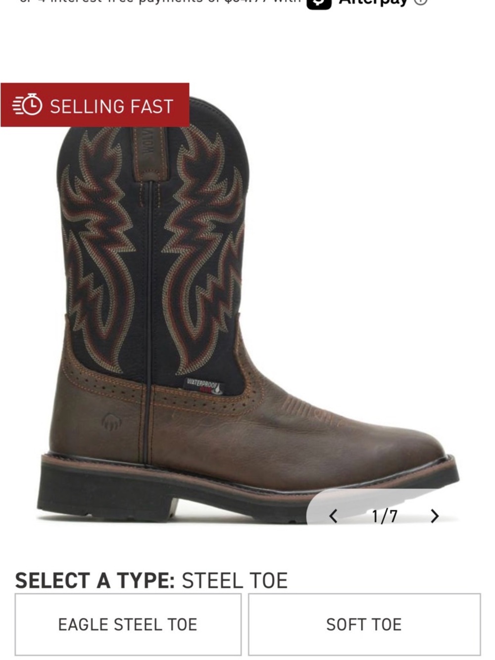 Men's Brown Work Cowboy Boots - Rugged Pull-On Style - Picture 6 of 6